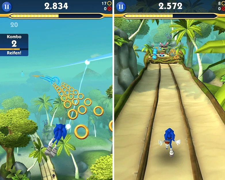 Game Sonic pelari tak berujung di Android.